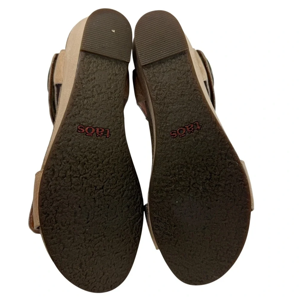Taos Carousel 3 Comfort wedge sandals tan leather Women size 39 US 8.5‎ open toe